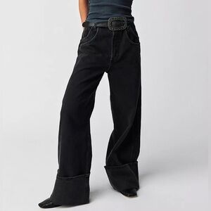Free People Black Wide Leg Jeans